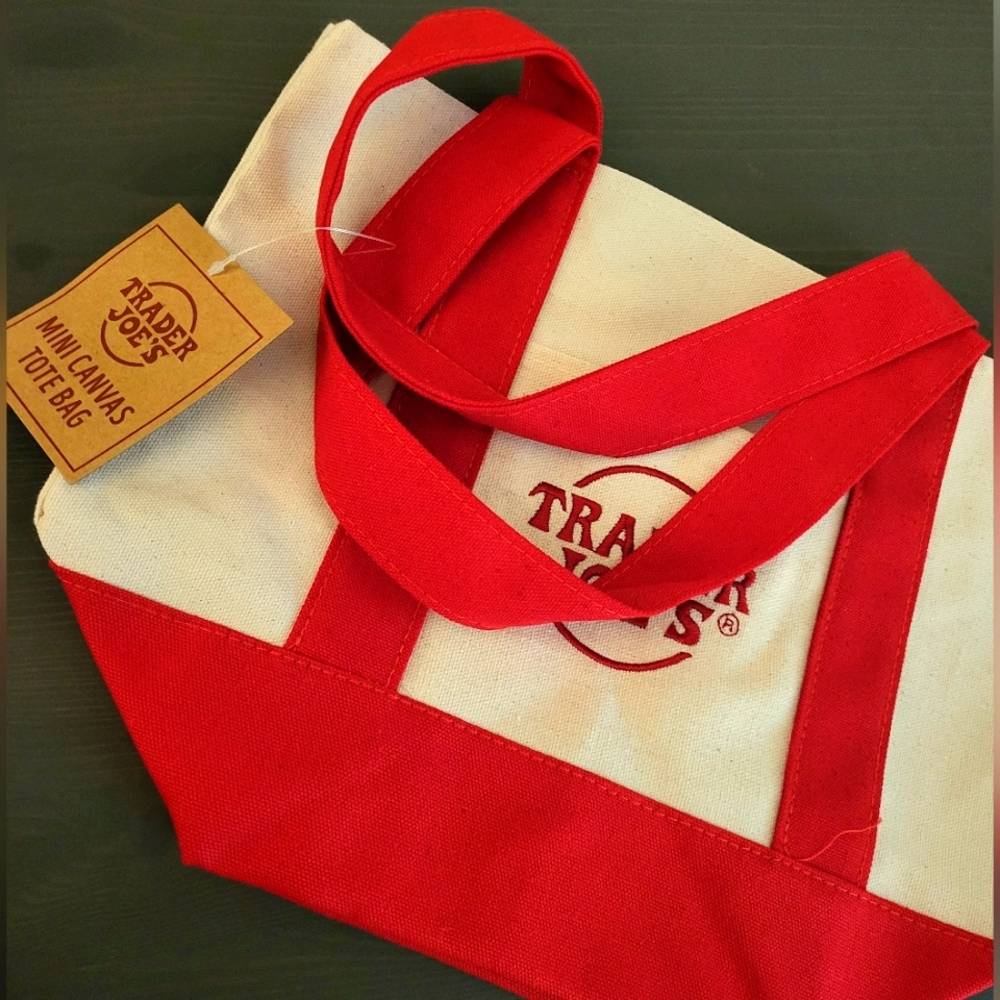 Red Trader Joes Mini Canvas Tote Bag